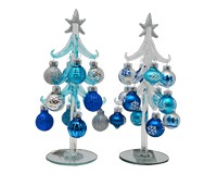 8 inch Blue and Silver Glass Trees 2 Assorted-XM-1181