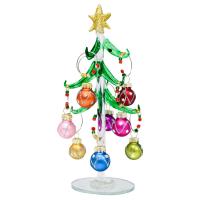 Green Glass Tree 8 inch with Criss Cross Wine Charms-XM-2064