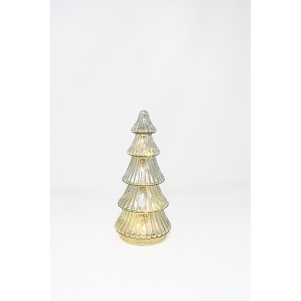 7 inch Silver Foliage LED Glass Tree