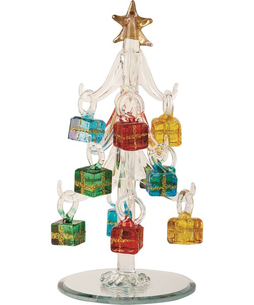 Clear Glass Tree 6 inch with Gift Box Ornaments
