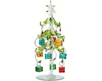 Green Glass Tree 8 inch with 9 Gift Wine Charms-XM-961