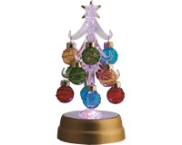 Green Glass LED Tree 6 Inch with 12 Multi Color Ornaments-XM-971