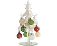 Frosted White Glass Tree 6 Inch with 12 Ornaments-XM-976