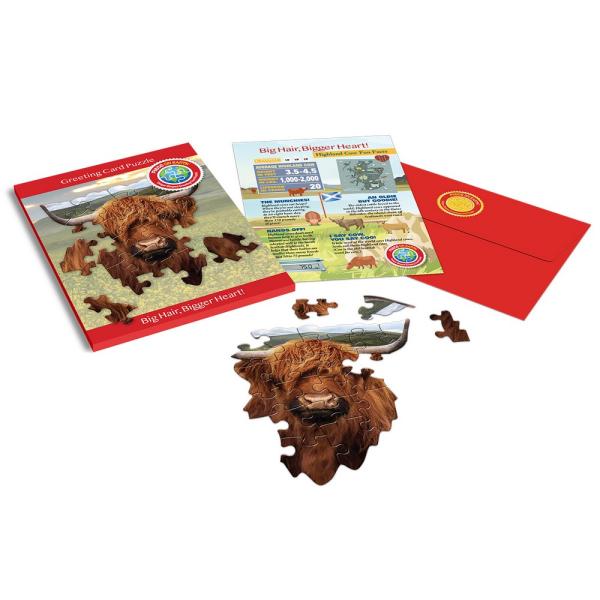 Piece on Earth Highland Cow Greeting Card Puzzle 20 pc