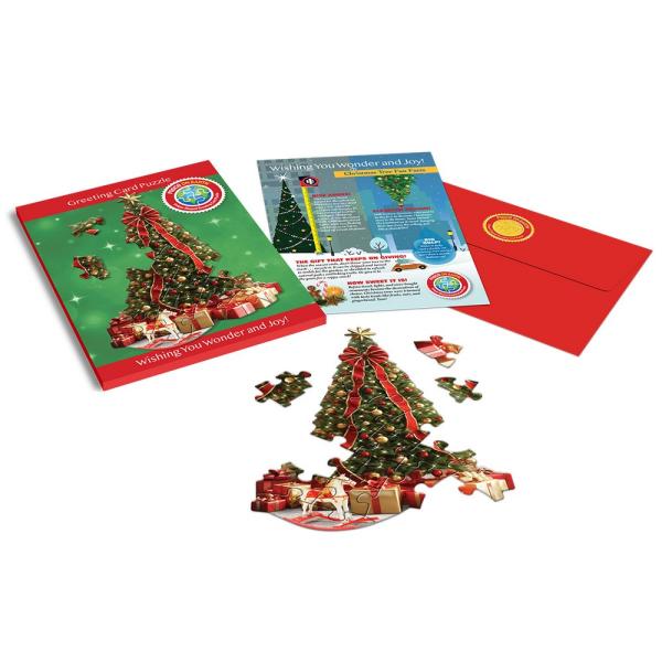 Piece on Earth Christmas Tree Greeting Card Puzzle 20 pc