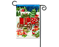 Christmas Farm Wagon Garden Flag-MAIL31956
