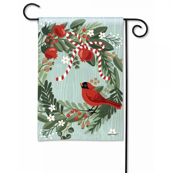 Cardinal Wreath Garden Flag