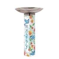 Happy Bluebirds Bird Bath with Stainless Topper Plus Freight-MAILBB1023