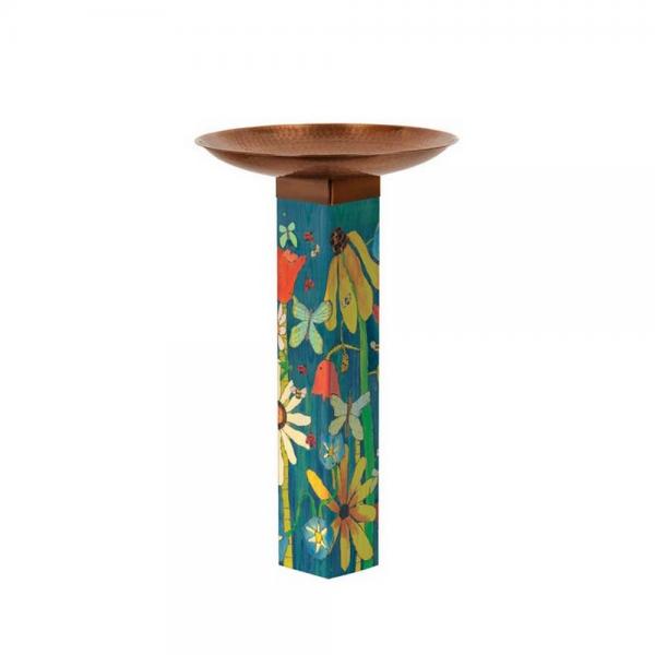 Earth Laughs in Flowers Bird Bath Art Pole with Copper Topper Plus Frieght