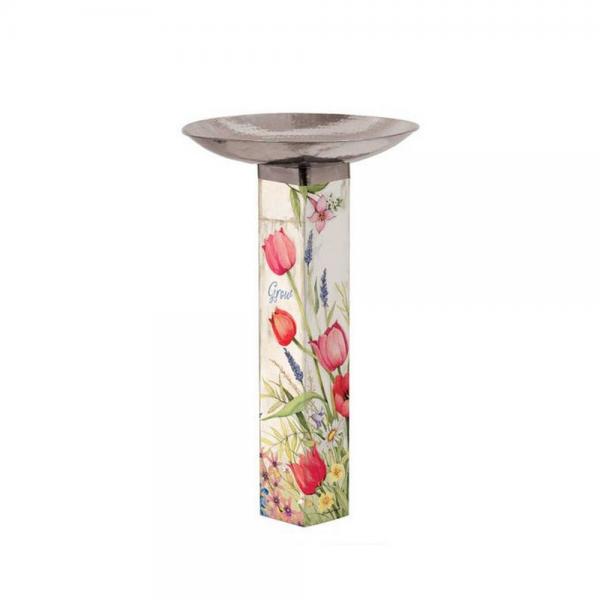 Bloom with Grace Bird Bath Art Pole with Stainless Steel Topper Plus Frieght