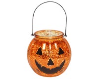 Mercury Glass Jack O Lantern with LED String Lights-MFMGJOL7