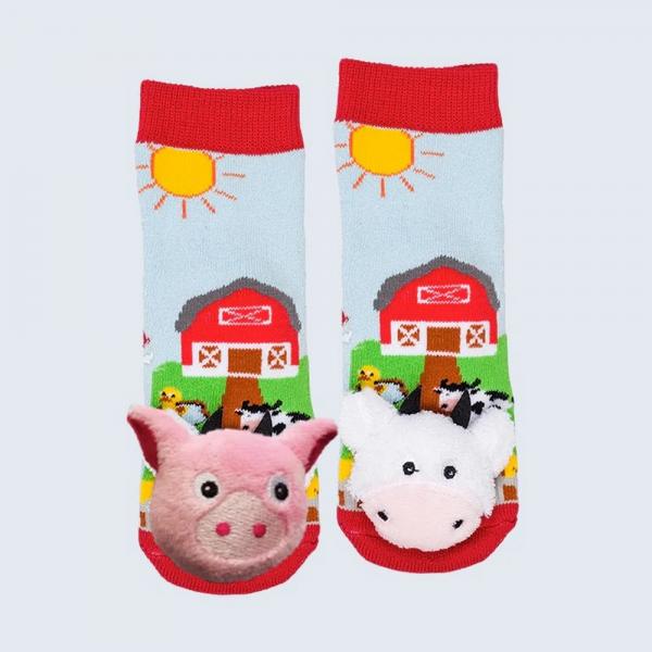 Cow and Pig Mismatch Toddler Slipper Socks