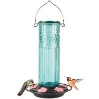 Teal Antique Glass Hummingbird Feeder 28 oz-NWANTGHF2