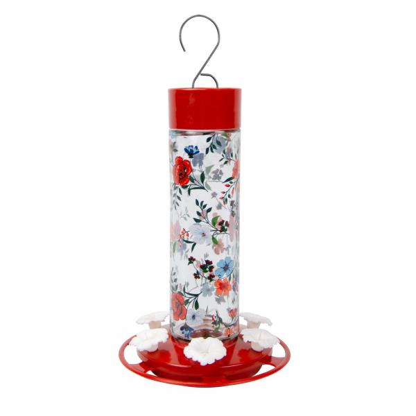 Vintage Blossom Decorative Glass Hummingbird Feeder
