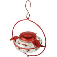 Decorative Glass Top Fill Hummingbird Feeder Crimson Corsage-NWDTHF1