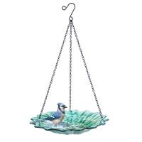 EcoCycle Turquoise Dahlia Hanging Bird Bath 11 inches-NWRPBB10TD