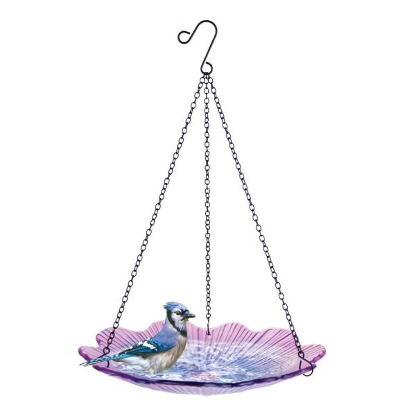 EcoCycle Violet Begonia Hanging Bird Bath 11 inches