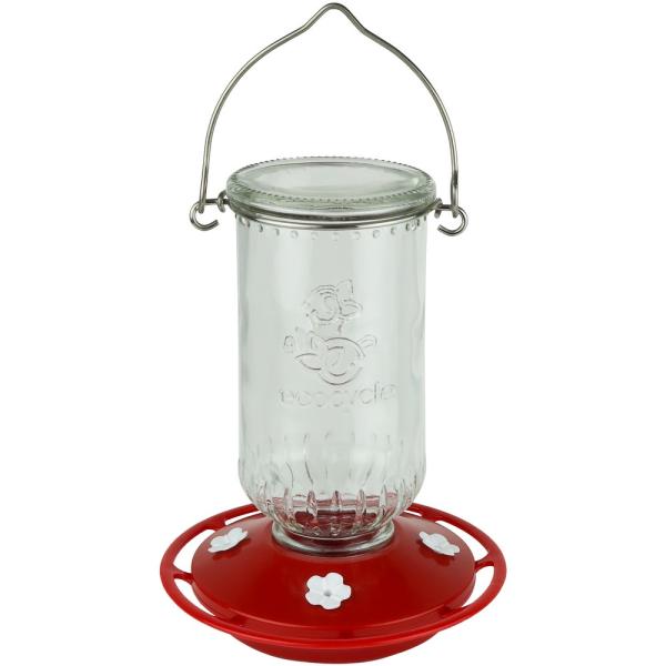 Ruby Roost Recycled Glass Hummingbird Feeder 17oz Ruby Roost Recycled Glass Hummingbird Feeder 17oz