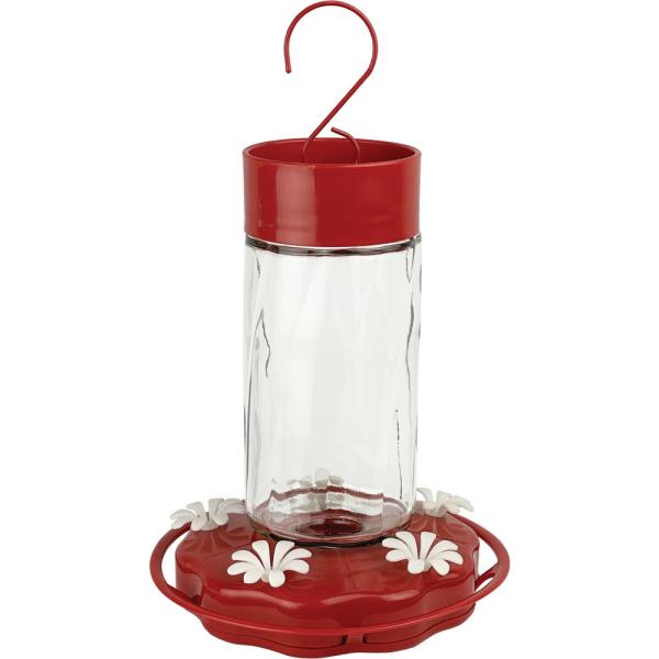 Scarlet Swirl Glass Hummingbird Feeder 20oz Scarlet Swirl Glass Hummingbird Feeder 20oz