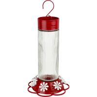 Ribbed Rose Glass Hummingbird Feeder 28oz-NWTGF5