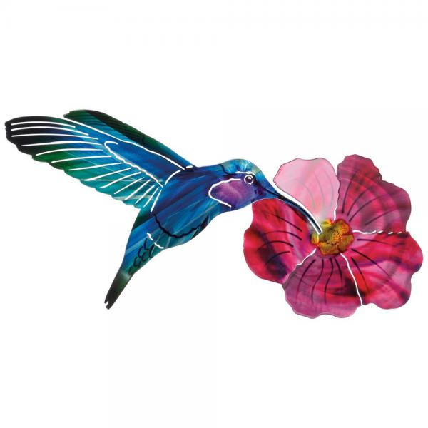 Hummingbird with Flower Wall Art Metal