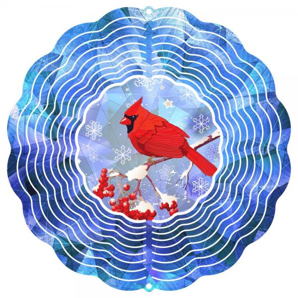 Winter Red Cardinal Wind Spinner 16 inch