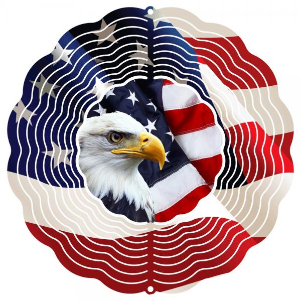 Eagle Flag Wind Spinner 10 inch