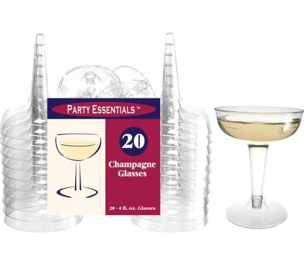 2 pc 4 oz Champagne Glasses Clear 20 ct