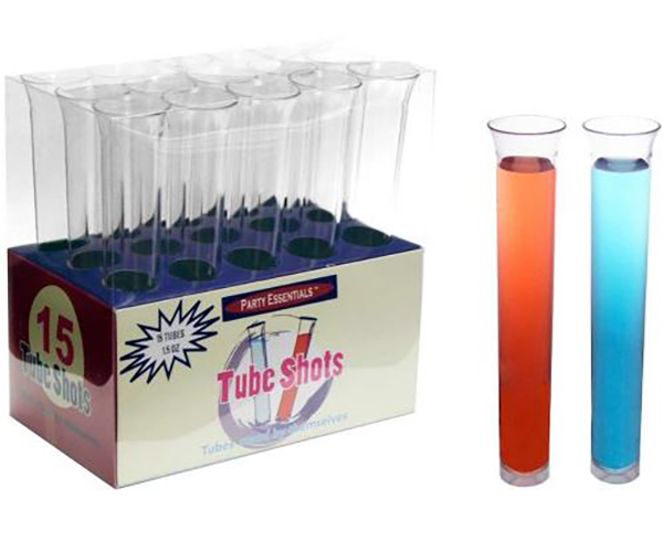 1.5 oz Tube Shots - Clear 15 ct boxes