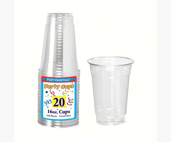 16 oz Soft Plastic Cups Clear 20 ct