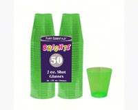 2 oz Shot Glasses Neon Green 50 ct-NWEN25075