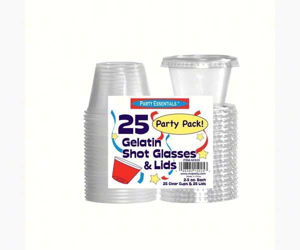 2.5 oz Shot Glasses & Lids. Clear 25 ct