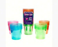4 oz Bomber Cups. Assorted Neon Soft Plastic 20 ct-NWEN492