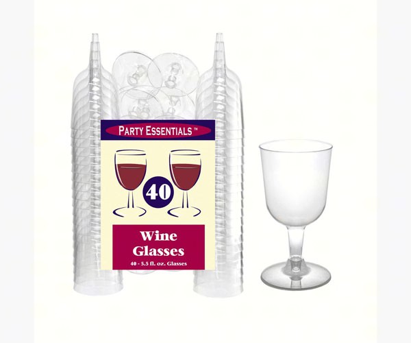 2 pc 5.5 oz Wine Glasses. Clear 40 ct