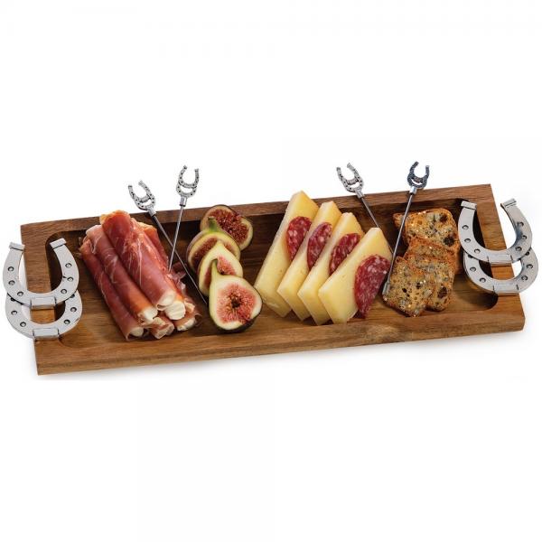 Acacia Foodie Bite Tray Horse Shoes