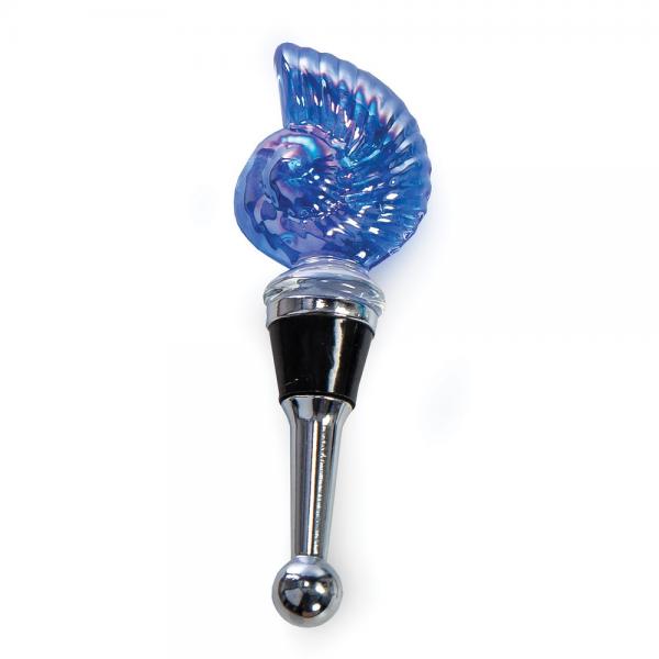 Glass Bottle Stopper Blue Nautilus