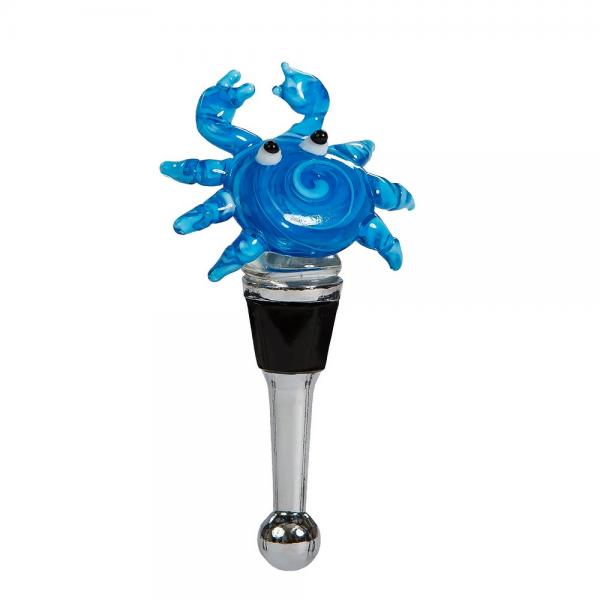 Glass Bottle Stopper Blue Crab