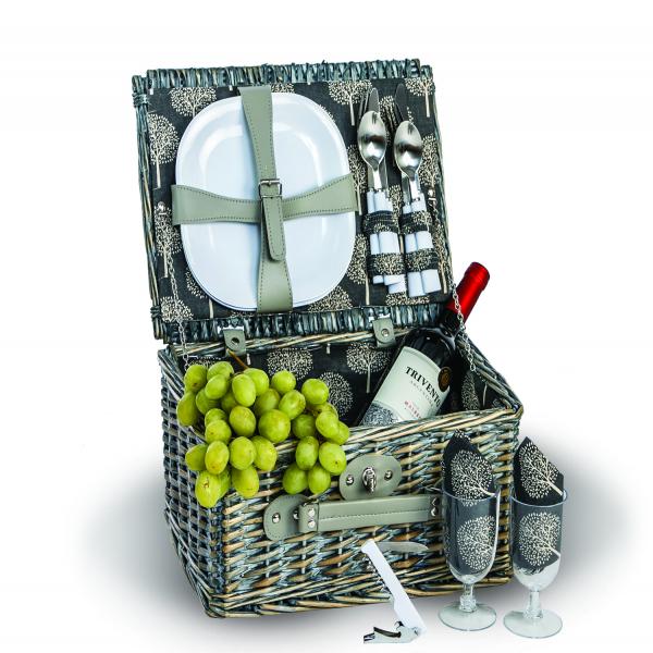 BoothBay 2 Person Picnic Basket Grey