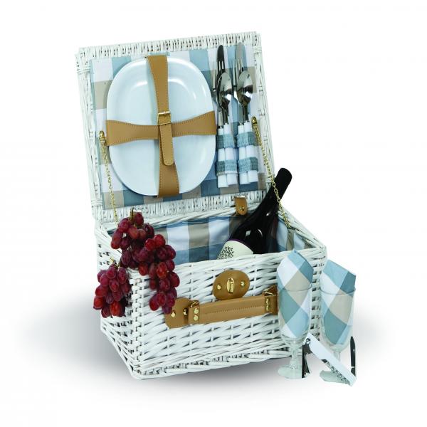 BoothBay 2 Person Picnic Basket White