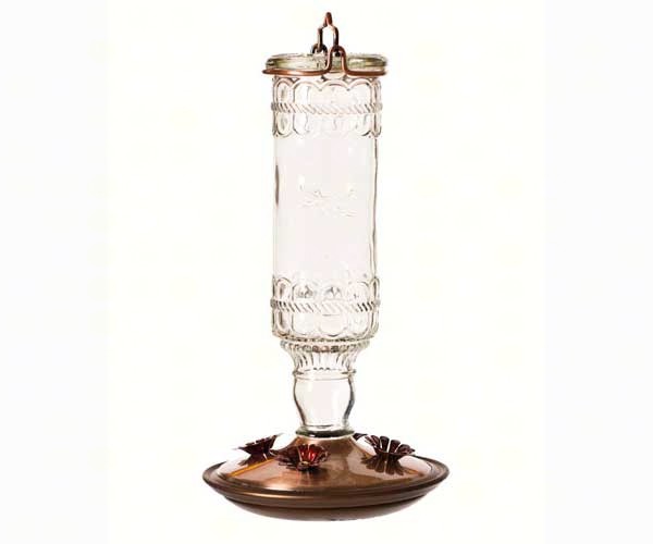 10 oz Elegant Antique Glass Bottle hummingbird feeder