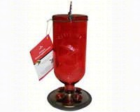 16 oz Elegant Antique Glass Bottle Hummingbird Feeder Red-OPUS8109