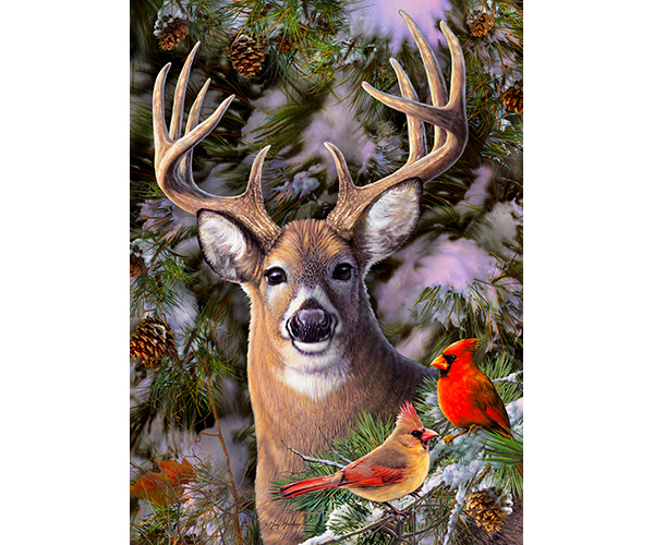 Cobble Hill One Deer Two Cardinals 500 Piece Puzzle