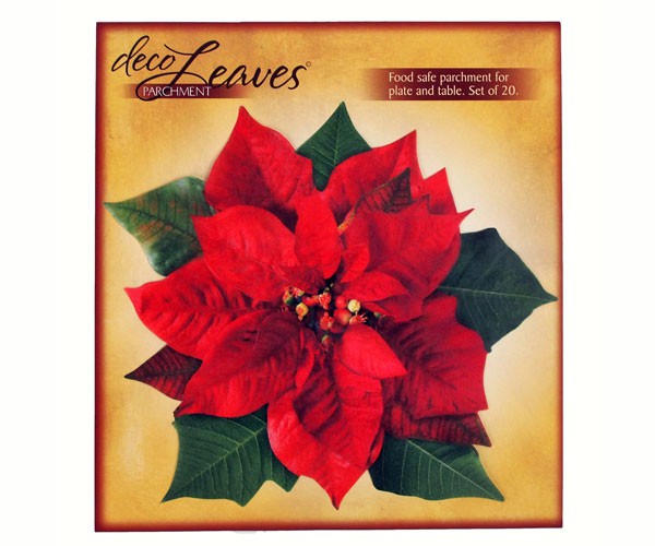 Poinsettia Flowers Deco Parchment Leaves