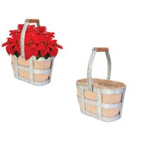 Galvanized Two Wine Bottle Caddy & Planter-PAN83239
