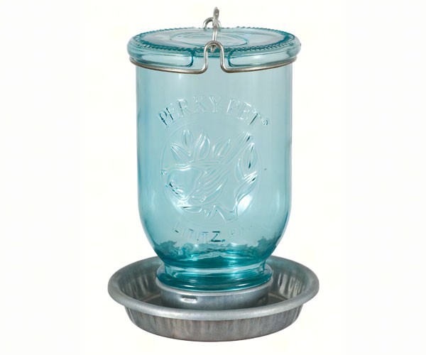 Antique Wide Blue Glass Waterer