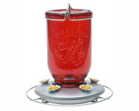 Red Mason Jar Hummingbird Feeder-PP786