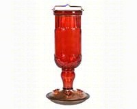 24 oz Red Antique Glass Hummingbird Feeder-PP8119