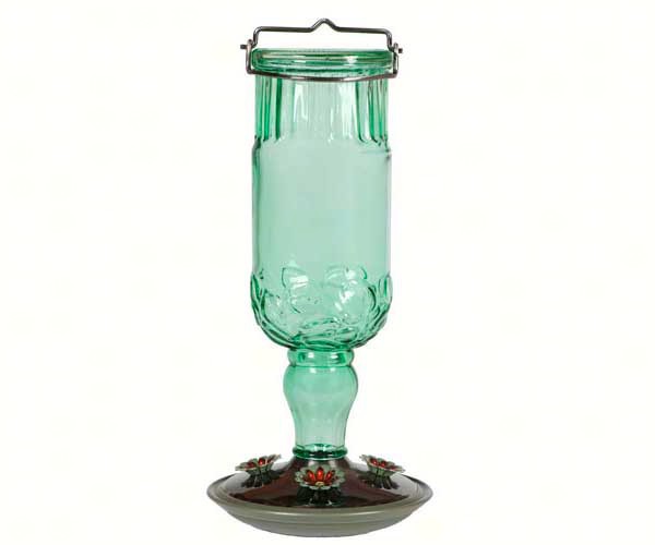 24 oz Antique Glass Hummingbird Feeder