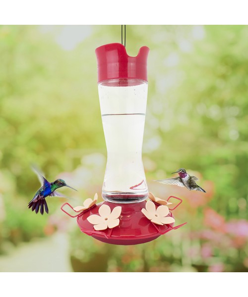 Top Fill Pinch Waist Glass Hummingbird Feeder 12 oz