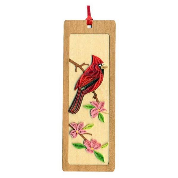 Male Cardinal Hand Quilled Bookmark